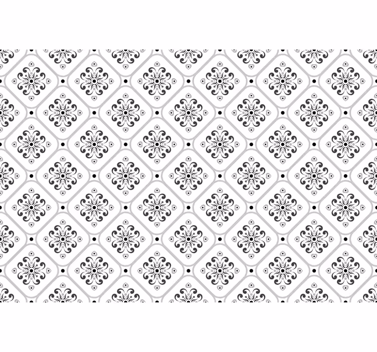 Papel tapiz blanco con patrón de mosaico gris clásico - TenVinilo
