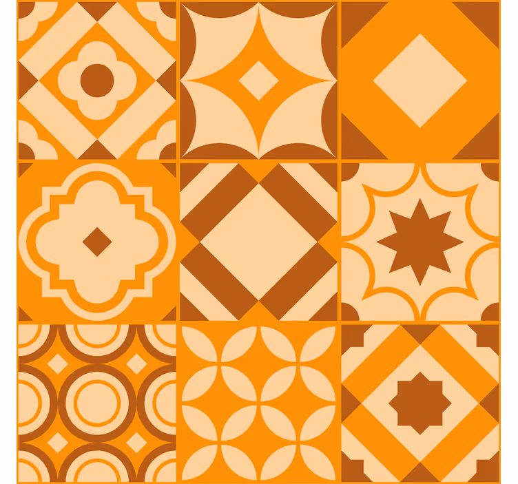 Papel tapiz naranja baldosas rústicas - TenVinilo