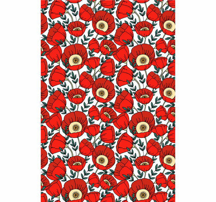 Papel tapiz rojo amapolas rojas clásicas - TenVinilo