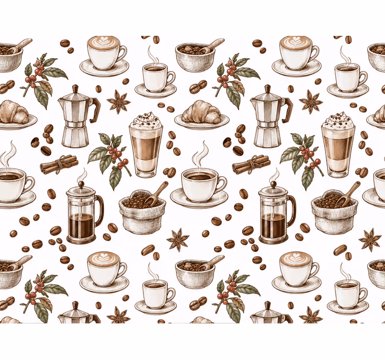 Papel tapiz cocina tipos de café - TenVinilo
