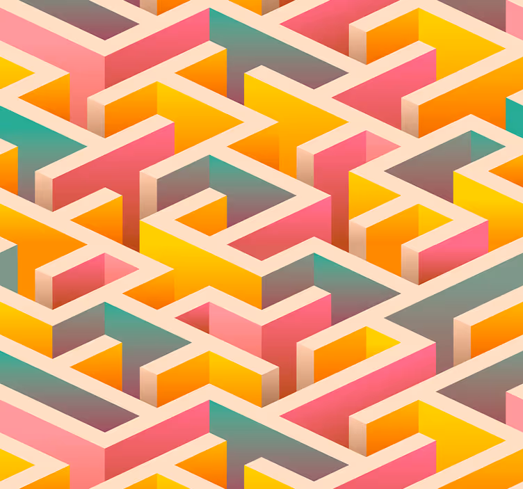 Papel pintado geométrico con laberinto - TenVinilo