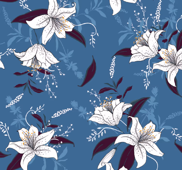 Papel pintado de flores lírios blancos - TenVinilo