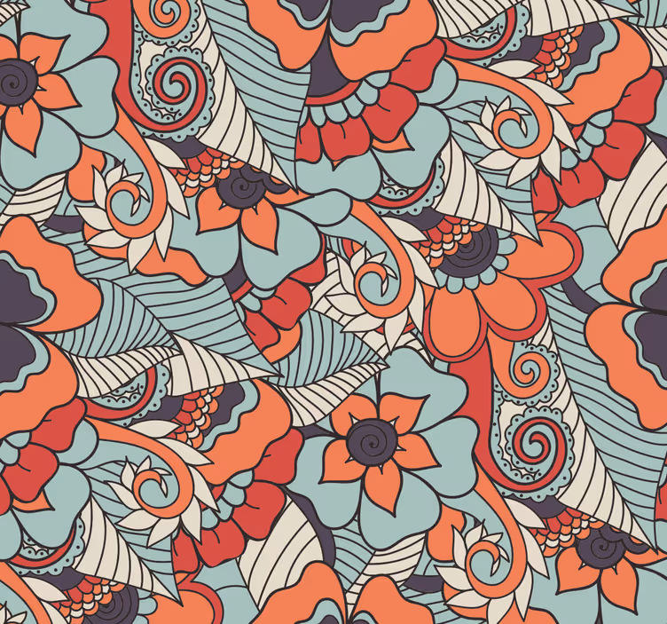 Papel tapiz floral patrón vibrante - TenVinilo