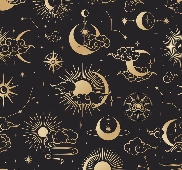 Papel pintado de nubes y estrellas negro - TenVinilo