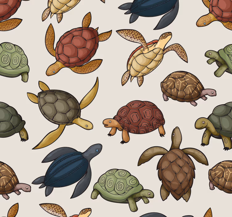 Papel tapiz animales patrón de tortuga beige - TenVinilo