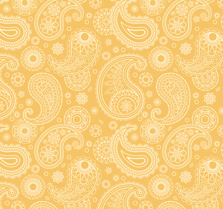 Papel tapiz entrada intrincado motivo paisley amarillo - TenVinilo