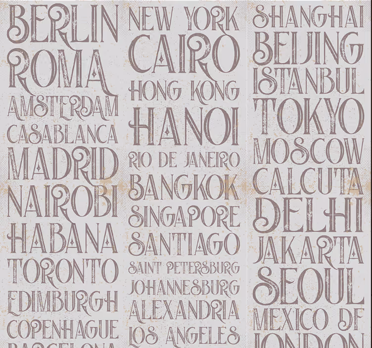 Papel pintado letras nombres de ciudades - TenVinilo