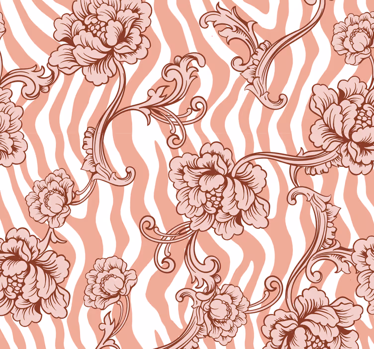 Papel pintado flores estampado de cebra - TenVinilo