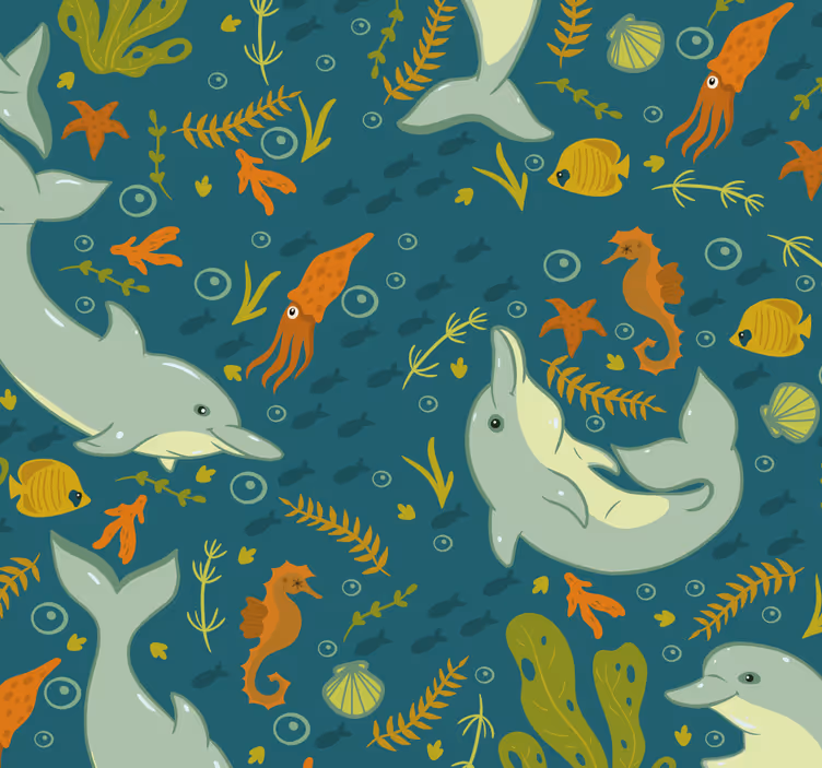 Papel tapiz animales fauna submarina - TenVinilo