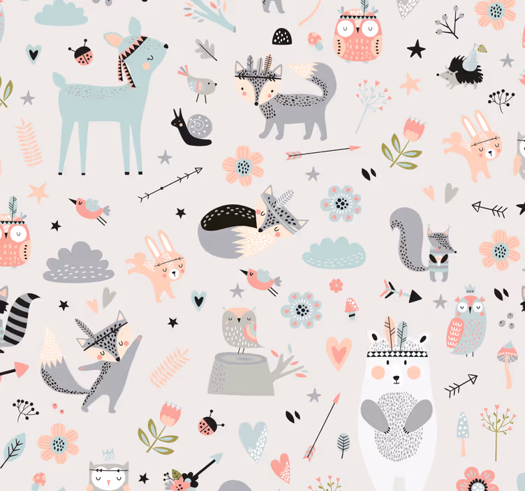 Papel pintado infantil fauna nórdica - TenVinilo