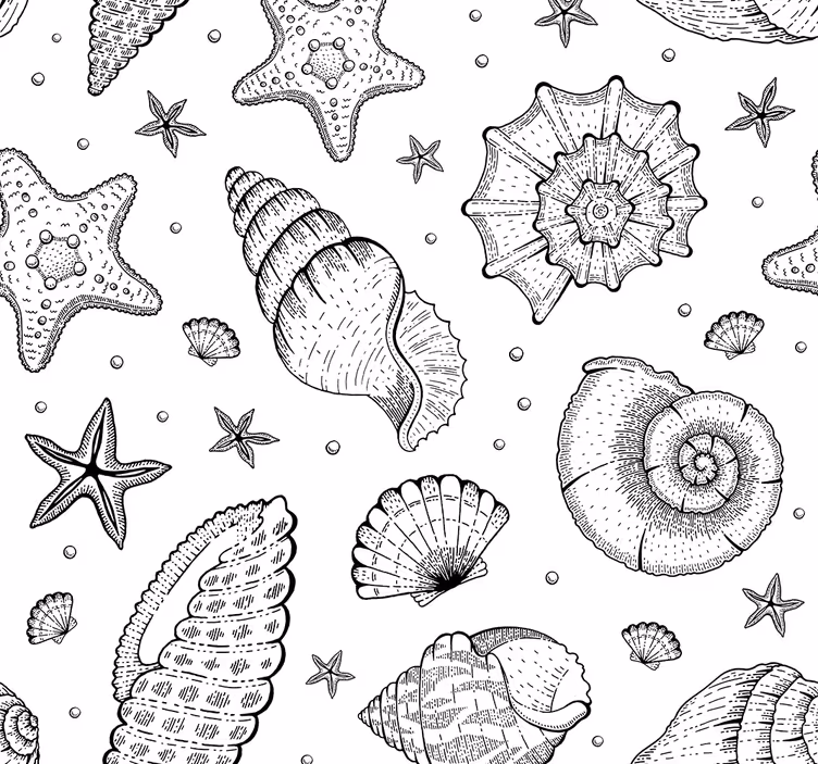 Papel pintado oficina vida marina blanco y negro - TenVinilo