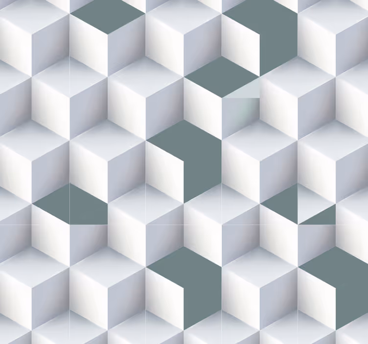 Papel pintado 3D patrón cúbico gris - TenVinilo
