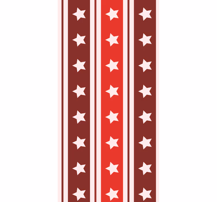 Papel pintado rayas verticales Rayas de estrellas blancas y rojas - TenVinilo
