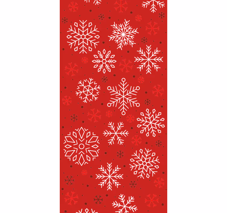 Papel pintado salón Copos de nieve sobre fondo rojo - TenVinilo