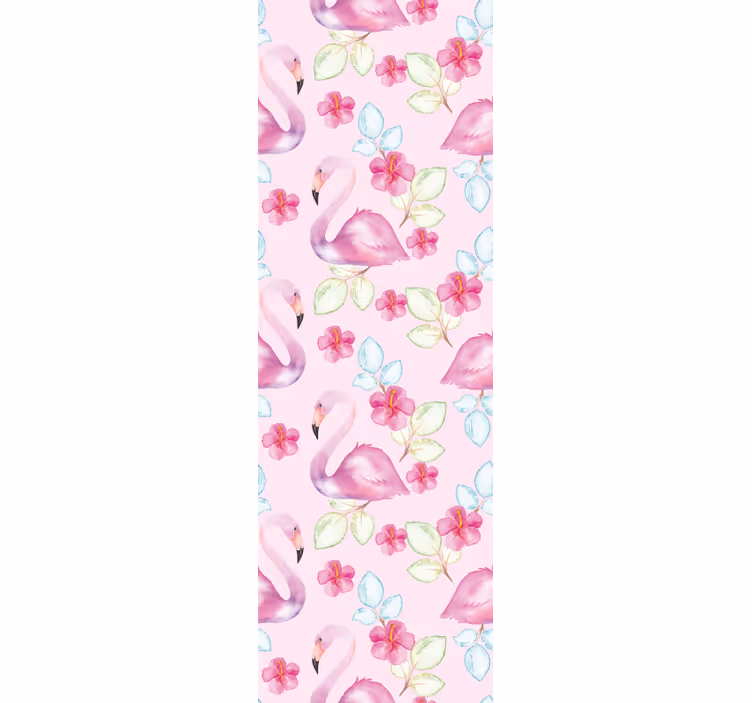 Papel tapiz animales flamencos florales - TenVinilo