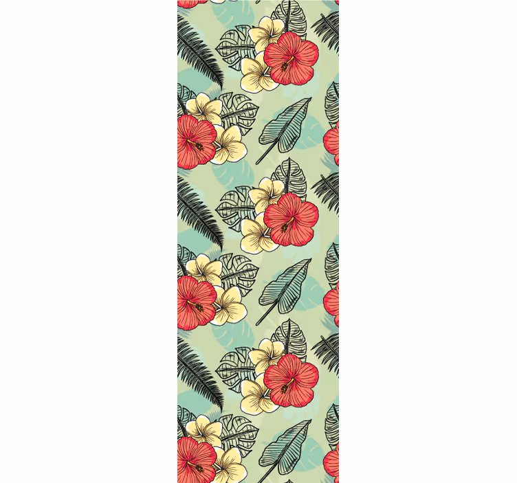 Papel tapiz flores arreglo tropical verde - TenVinilo