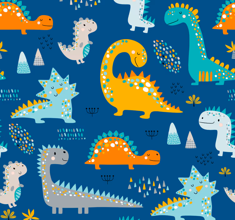 Papel tapiz dinosaurios patrón de dinosaurios - TenVinilo