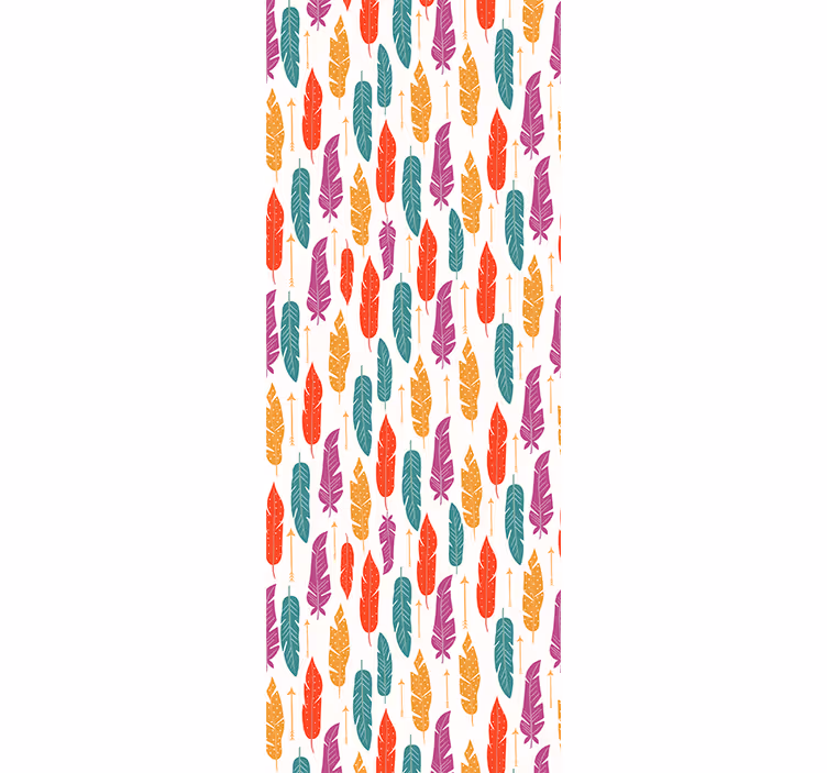 Papel tapiz hojas diseño con motivo de plumas - TenVinilo