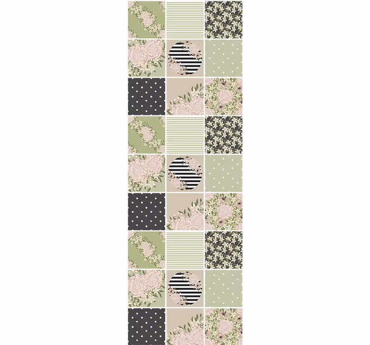 Papel tapiz floral diseño de parches florales - TenVinilo