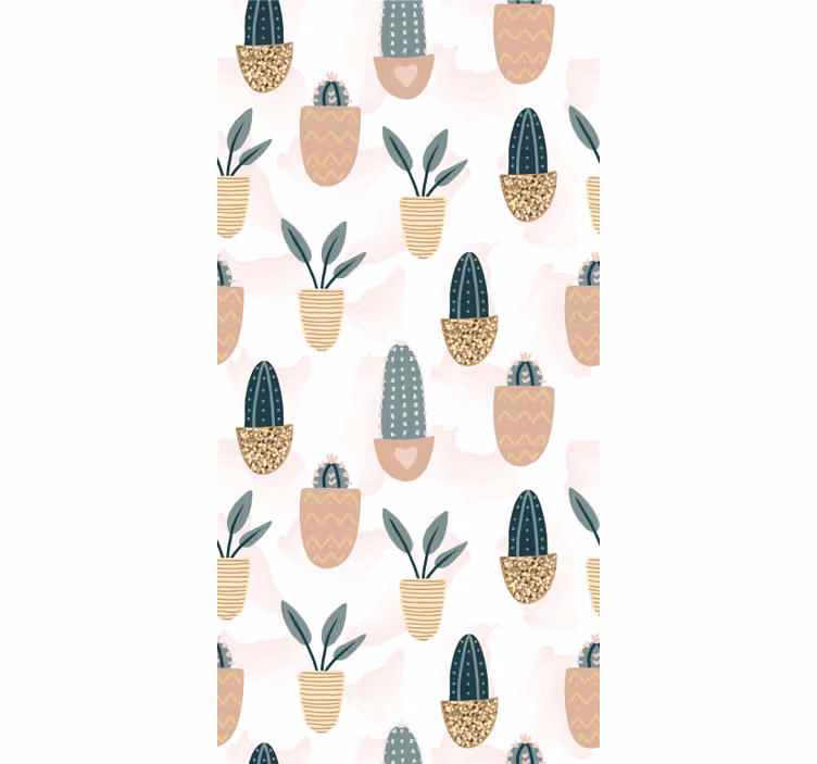 Papel tapiz naturaleza patrón de cactus en maceta - TenVinilo