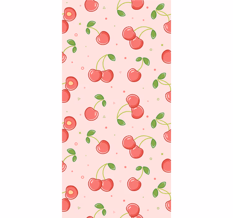 Papel tapiz recámara matrimonial patrón de cereza - TenVinilo