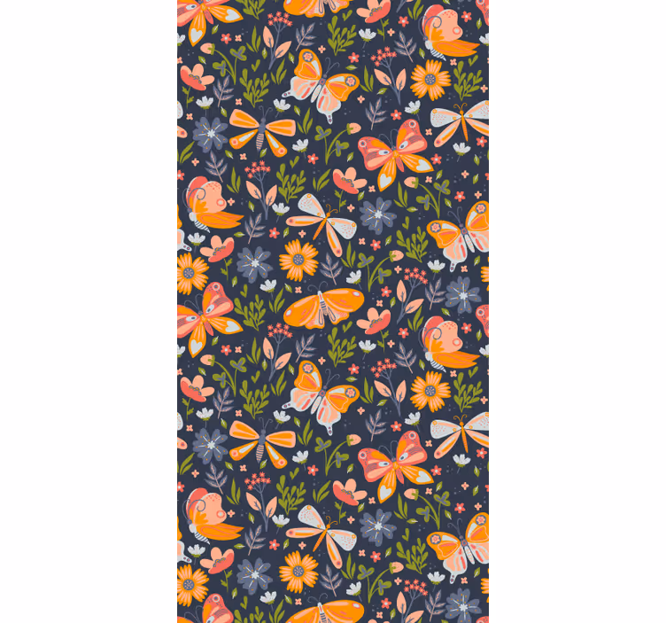 Papel pintado baño Mariposas y plantas multicolor - TenVinilo