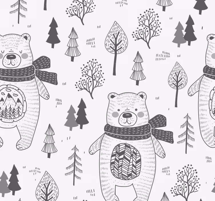 Papel tapiz animales motivo del oso del bosque - TenVinilo