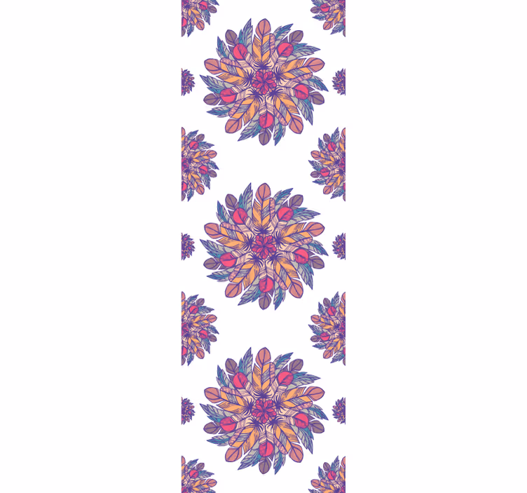 Papel pintado flores Flor de mandala gris y roja - TenVinilo
