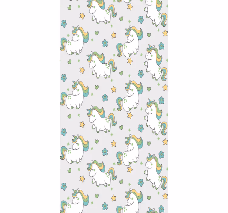 Papel pintado animal Dibujos animados infantiles unicornio lindo - TenVinilo