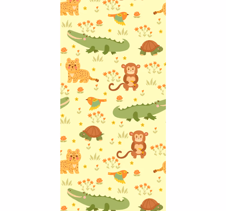 Papel tapiz animales motivo de fauna de la selva - TenVinilo