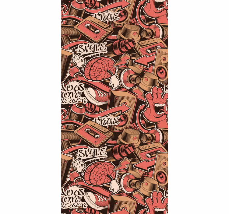 Papel pintado de arte Diseño de la calle de graffiti rojo - TenVinilo