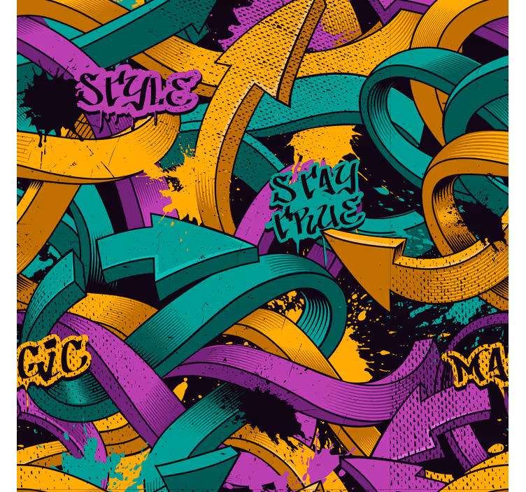 Papel pintado juvenil graffiti con flechas - TenVinilo