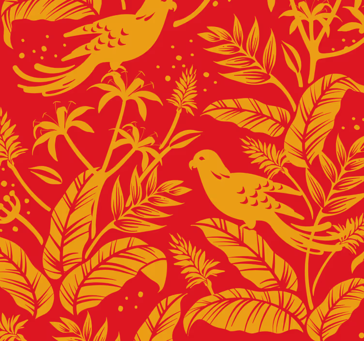Papel de pared para comedor pájaros rojos - TenVinilo