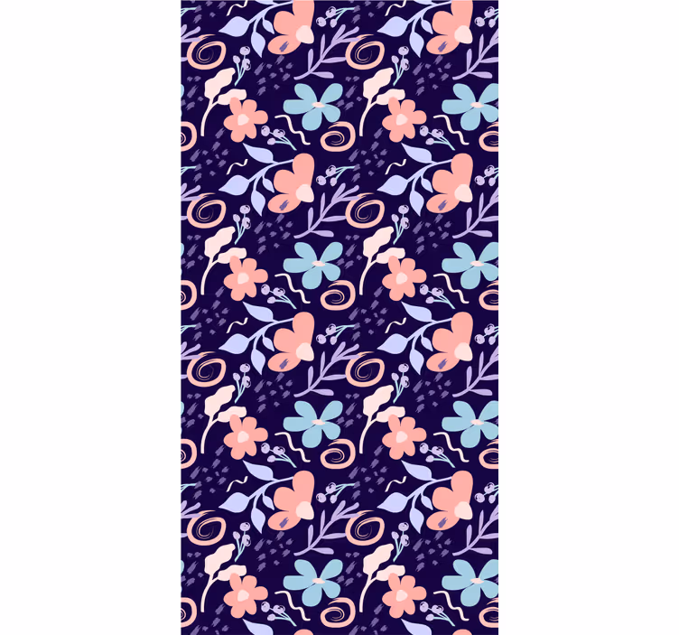 Papel tapiz flores patrón floral morado - TenVinilo