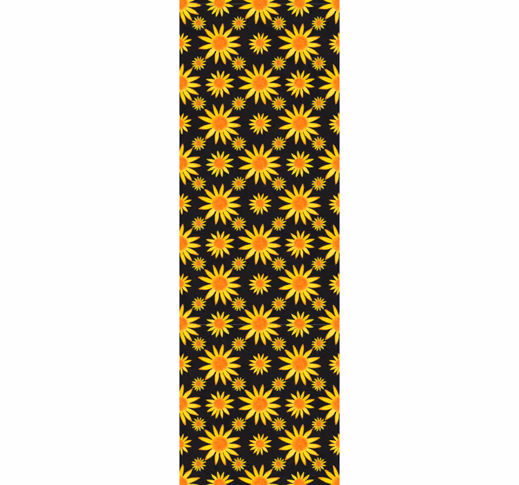 Papel pintado flores Girasol fondo negro - TenVinilo