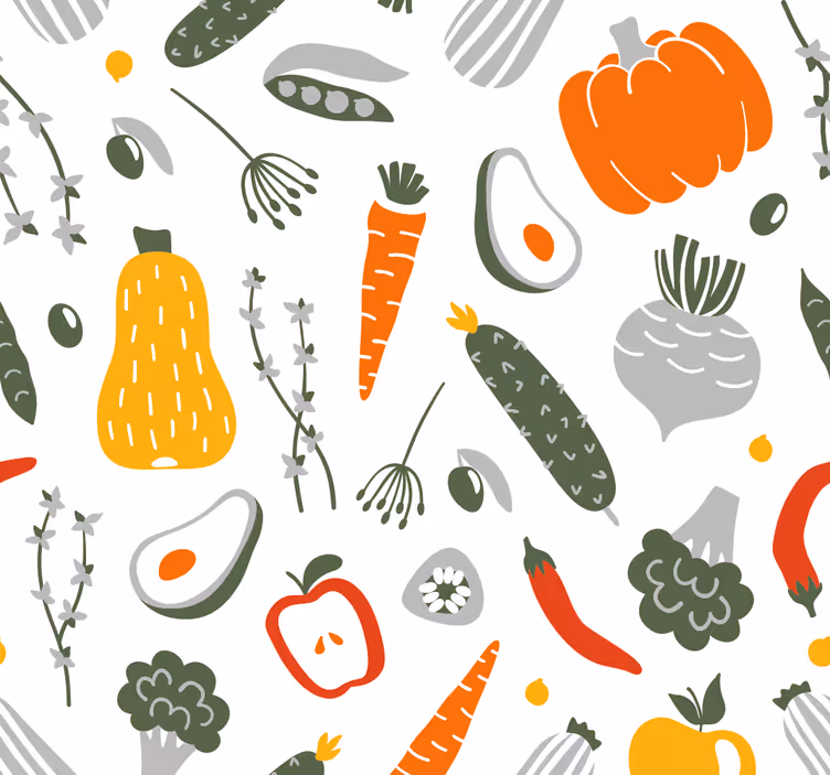 Papel pintado cocina Colección de frutas y verduras - TenVinilo