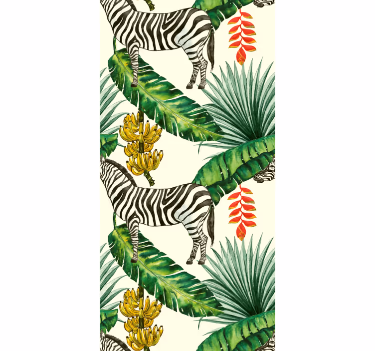 Papel tapiz animales estampado de cebra tropical - TenVinilo