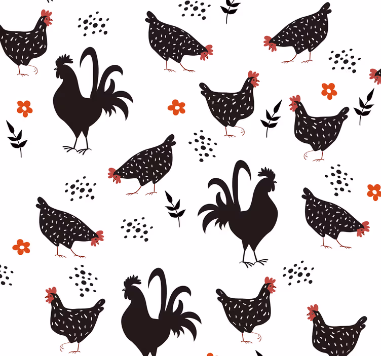 Papel tapiz animales patrón de aves de corral rústico - TenVinilo