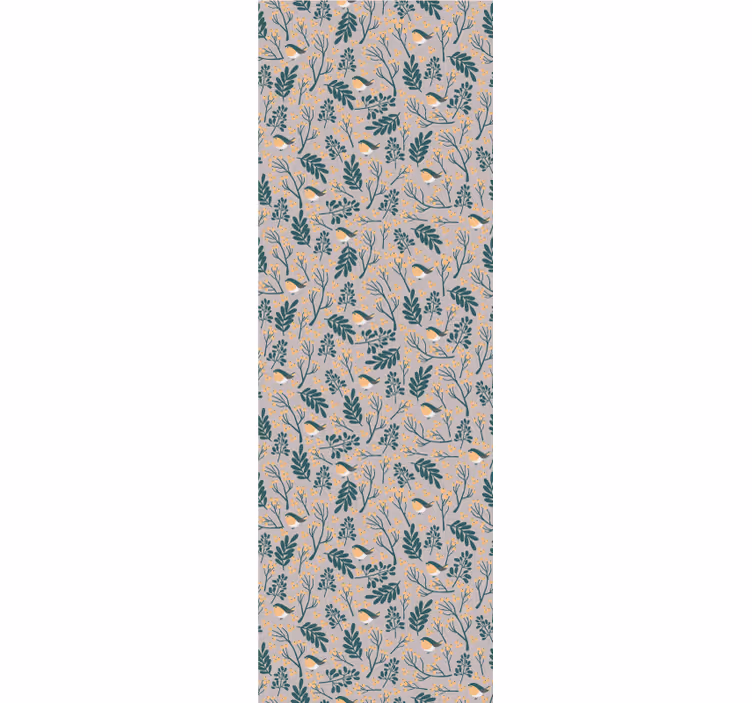 Papel tapiz naturaleza patrón de follaje de pájaros - TenVinilo