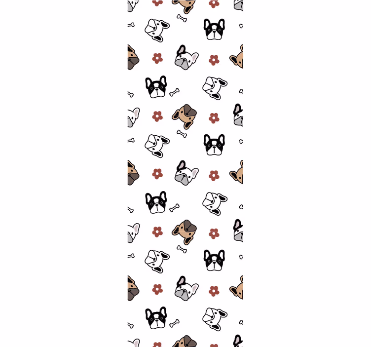 Papel pintado perros Flores y bulldogs franceses - TenVinilo