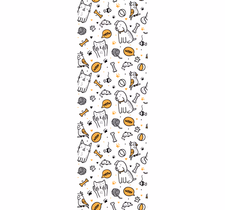 Papel tapiz animales arte de garabatos de mascotas - TenVinilo