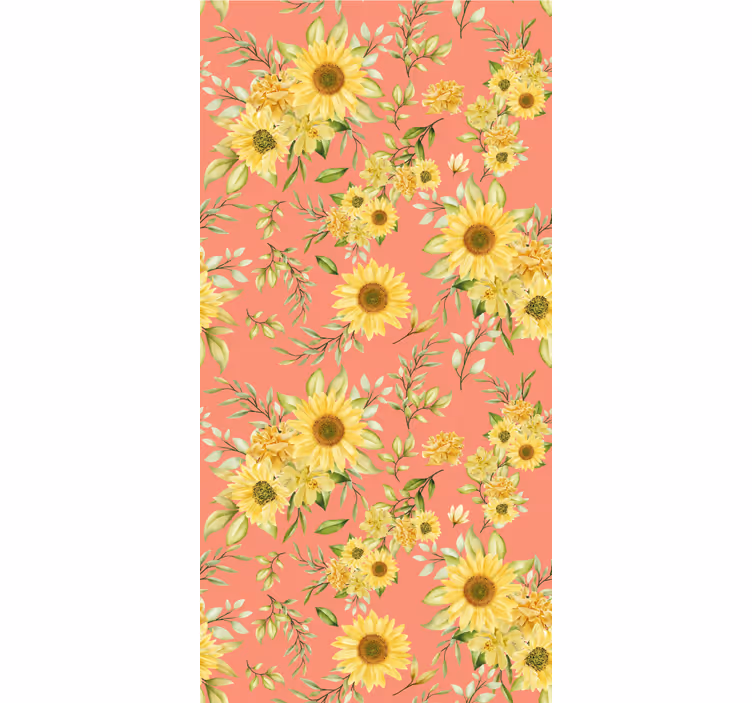 Papel tapiz flores flores de girasol - TenVinilo