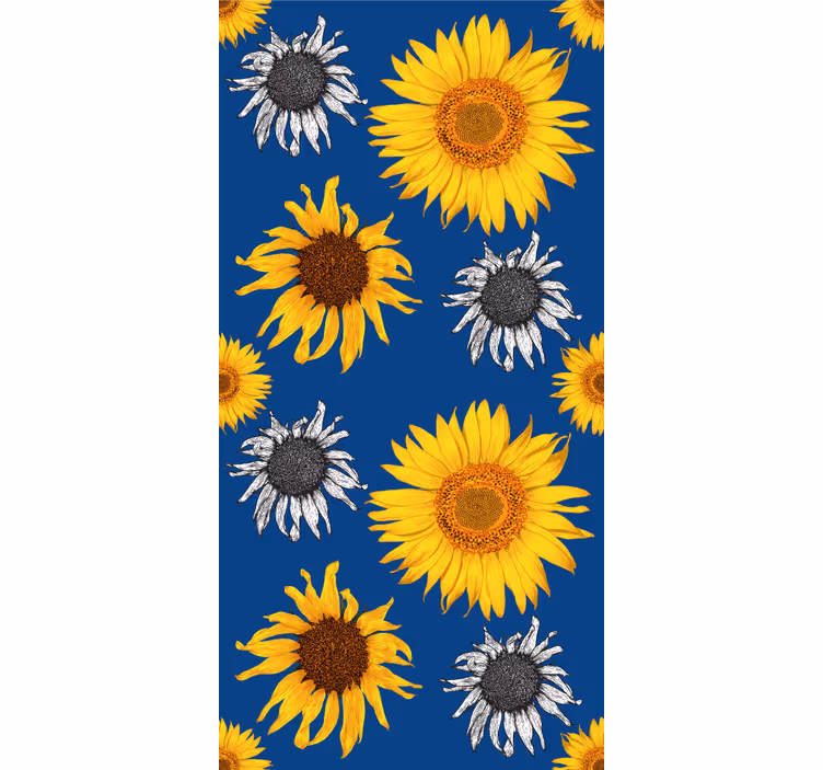 Papel tapiz flores conjunto de girasoles - TenVinilo
