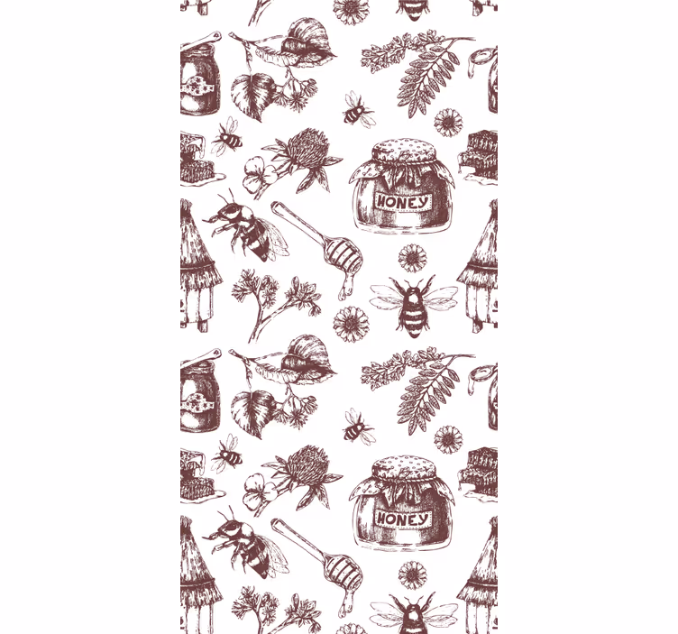 Papel tapiz animales boceto de apiario rústico - TenVinilo