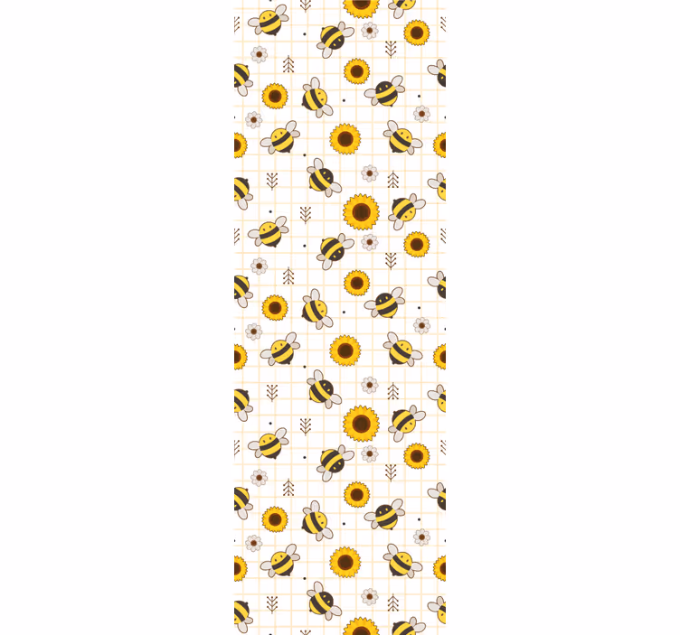 Papel tapiz animales patrón de girasoles de abejas - TenVinilo