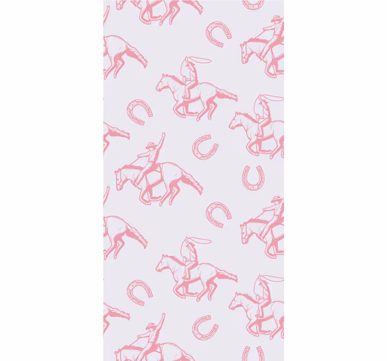 Papel pintado caballos Patrón de caballo vaquero rosa - TenVinilo