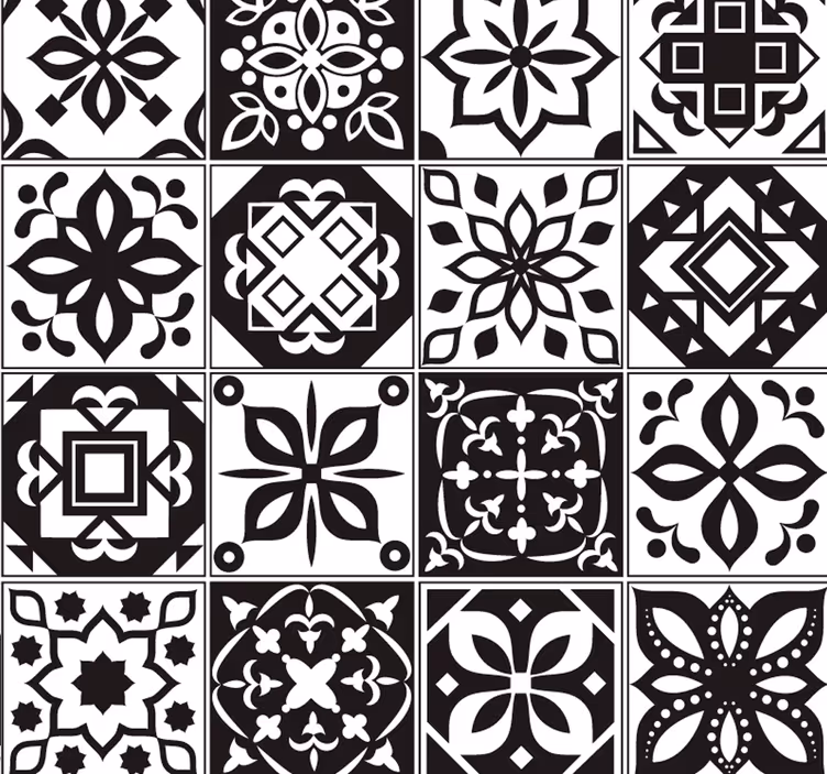 Papel ornamental azulejos hidráulicos grises - TenVinilo