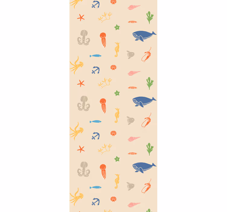 Papel pintado infantil Fondo claro de peces de colores - TenVinilo