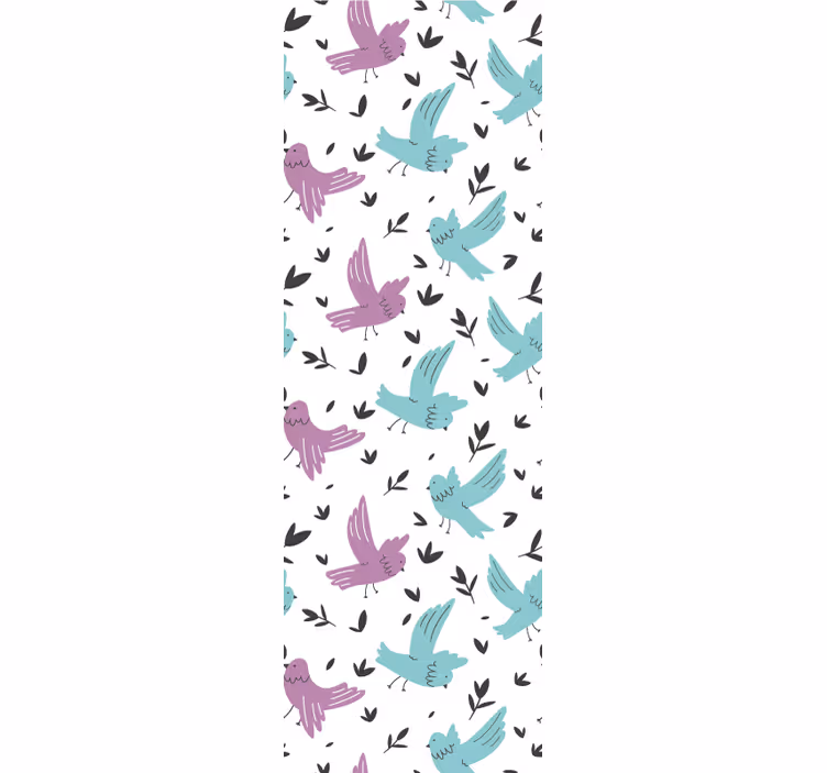 Papel tapiz animales patrón de pájaro pastel - TenVinilo