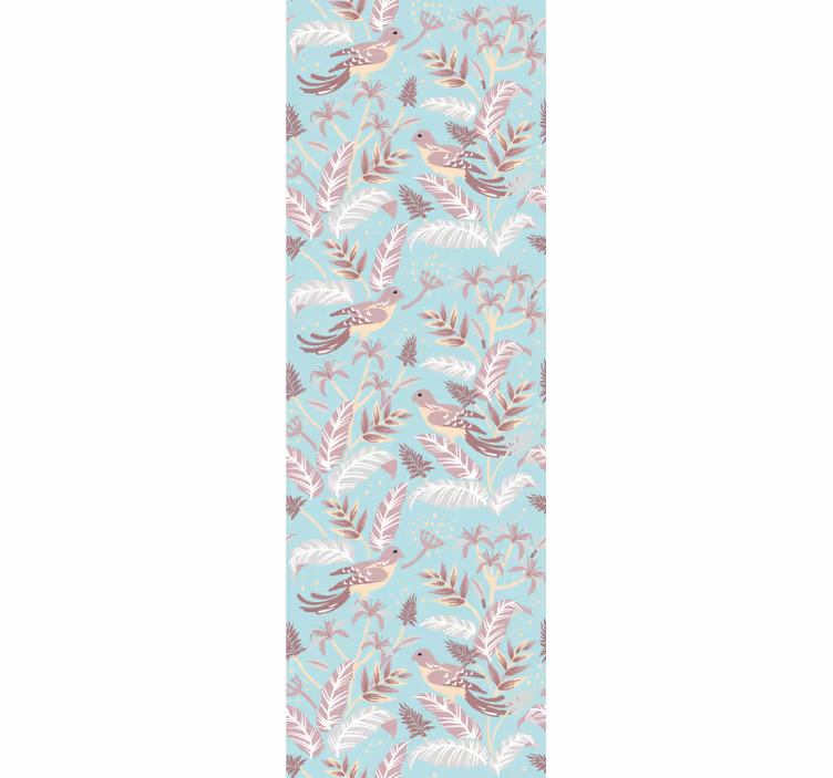 Papel pintado naturaleza Patrón de flora azul y rosa - TenVinilo